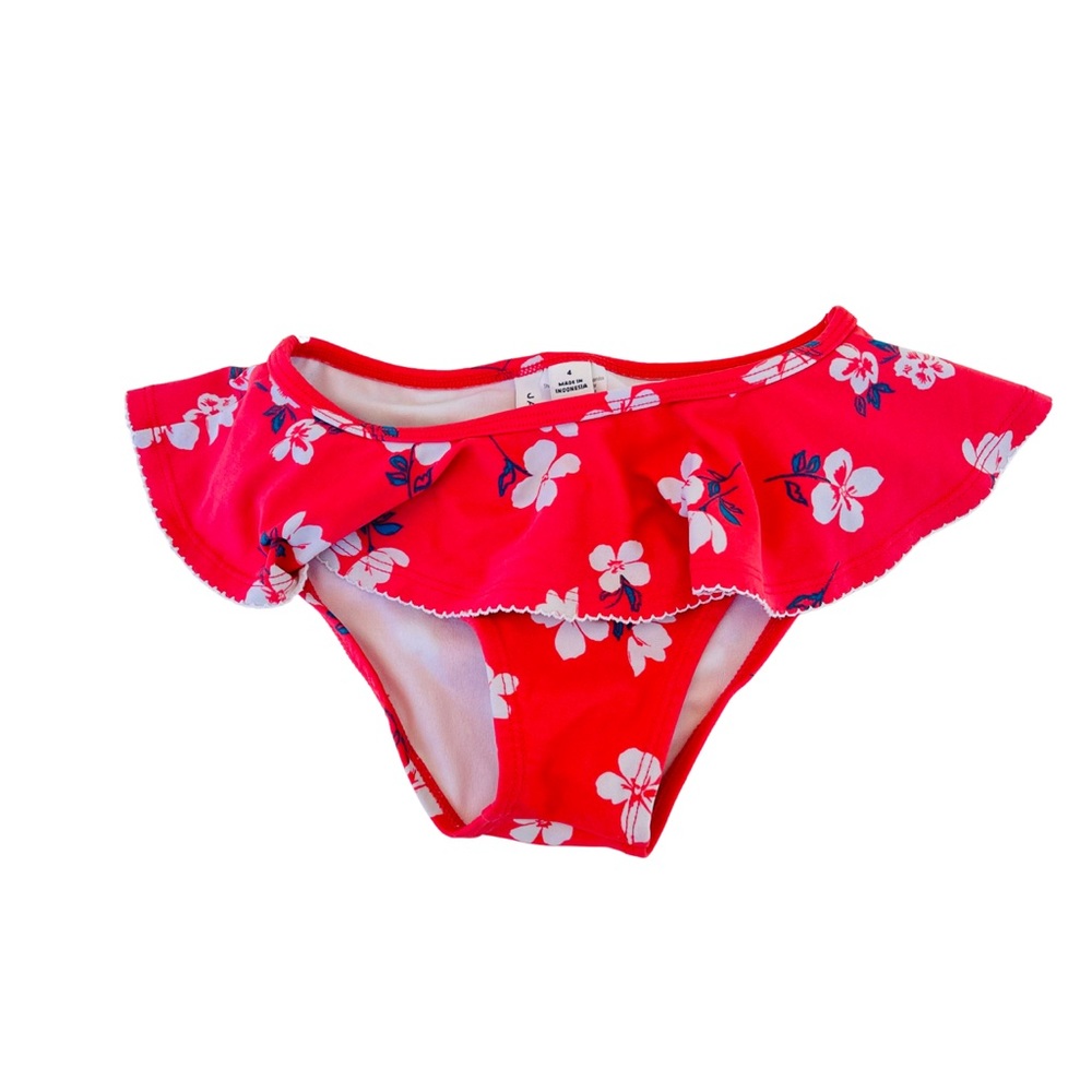 Janie and Jack Red Floral Ruffle Swim Suit Bottoms
